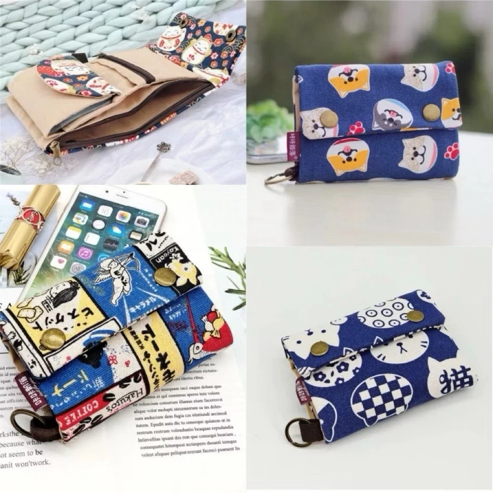 🐾 Cute Print Fabric Wallet | Small Canvas Purse | Coin, Card & Key Holder - Image 2 of 4