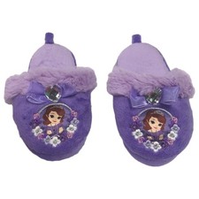 Zapatillas de casa de Sofía la primera de felpa púrpura de felpa de Disney para niñas pequeñas