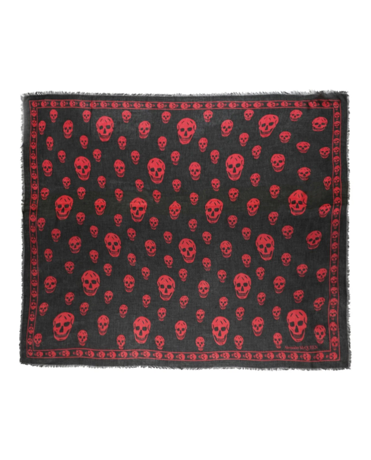 Alexander McQueen Mens Skull Print Silk Scarf