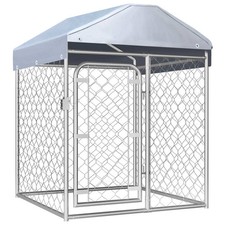 Dog Kennel Silver Galvanized steel, Polyethylene Large Locks