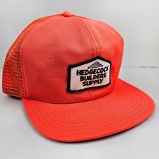 Vintage USA MADE Hedgecock Builders Supply Patch Trucker Hat Snapback Dad Cap