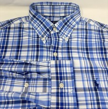 Polo Ralph Lauren Classic Fit Performance Blue Plaid Button Down Shirt Sz M