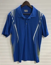 Champions Tour Polo PGA Shirt Blue Geo Short Sleeve Golf Lightweight Mens Large