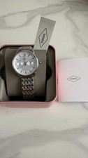 Fossil Tailor 35mm Stainless Steal White Dial Ladies Quartz Watch Boxed 