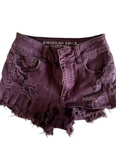 American Eagle Outfitters Womens Distressed Purple Denim Stretch Shorts Size 00