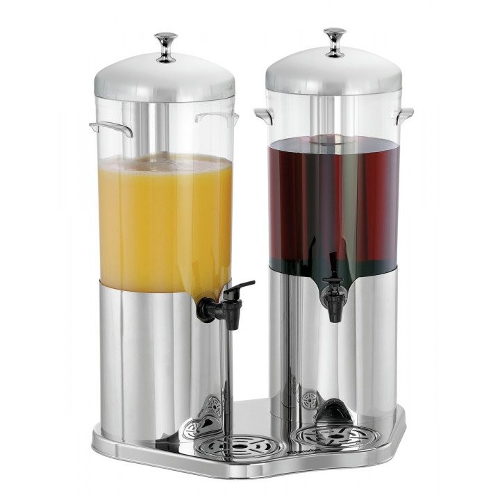 Distributeur de boissons 2 x 5L en inox poli et plastique transparent