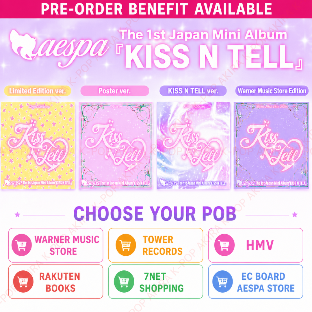 PSL aespa 1st Japan Mini Album KISS N TELL SEALED CD & JAPAN POB