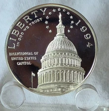 1994-S US Capitol Proof 90% Silver Dollar US Mint Commemorative $1 with Capsule