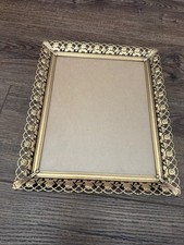 Vintage Metal 8  x10  Picture Frame Gold Tone Filigree Ornate Vines And Roses