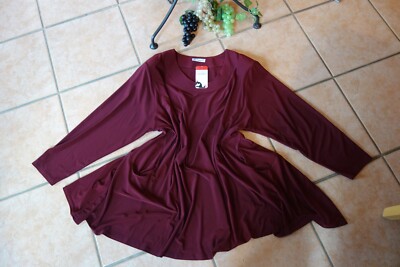 MAGNA Tunika Langarm 52 54 NEU bordeaux MEGA A-Form Stretch Taschen LAGENLOOK