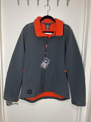 NWT Helly Hansen Kensington Softshell Jkt Mens SZ L Gray Full Zip Workwear LOGO