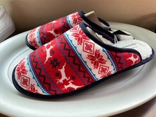NORDSTROM Family Cozy Knit Slipper In Red Bloom Deer Fairisle SIZE L LARGE NEW