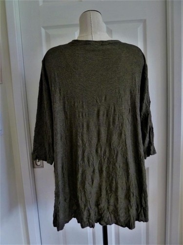 Comoda tunica USA Lagenlook marrone maglia arricciata scollo a V drappeggio tasche S = M L OS - Foto 7 di 7