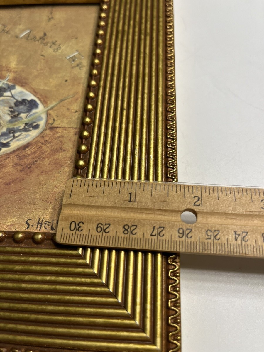 Pair of Shelley Hely Lemon Melon Print Heavy Gold Frame French