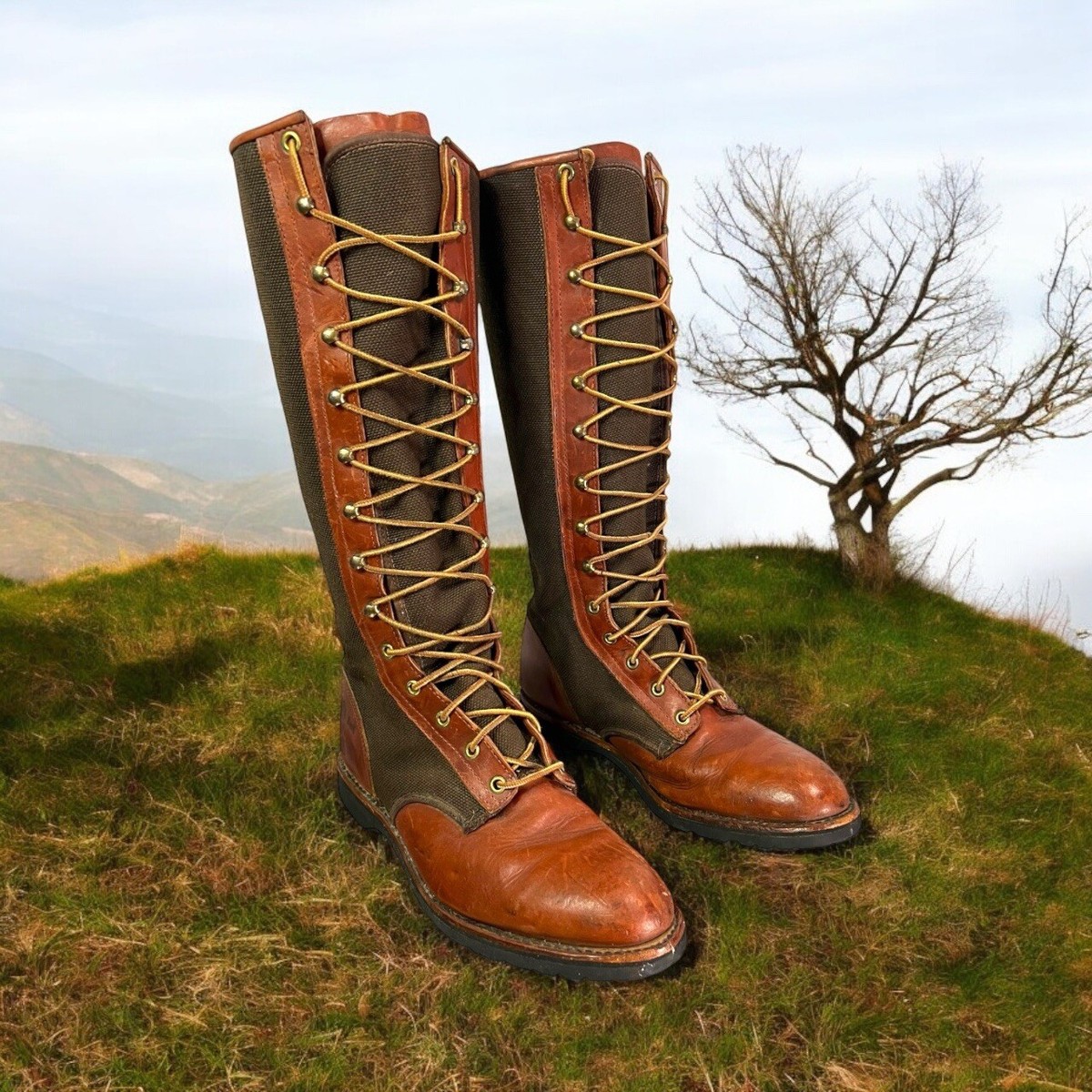 Wood \'N Stream Duck Hunting Knee High Boots Men\'s Sz 9.5 Canvas Leather Wood  main image 4