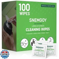 SNEMGOY 100 Count Lens Cleaning Wipes, Pre-Moistened and Individually Wrapped