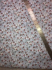 Red Flowers On Vines Cotton Fabric 1/2 Yard (18 By 44”) New