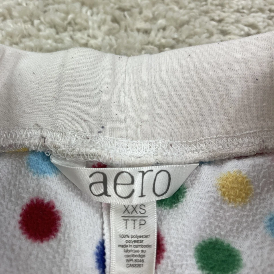 vintage aeropostale youth girls XXS pajama pants polka dot boot cut white - Image 3 of 4