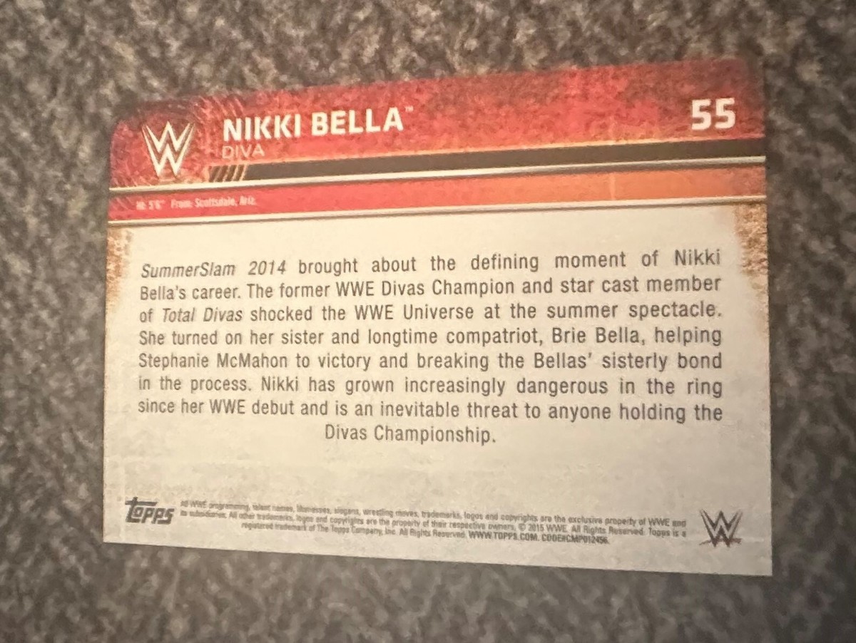 2015 Topps WWE Nikki Bella Divas Legend Card #55 | eBay