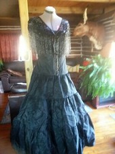 Jessica McClintock Strapless Formal Maxi Black Women Dress sz 4 w/shawl sequins