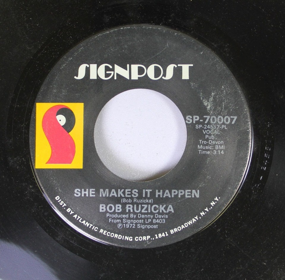 Rock Nm! 45 Bob Ruzicka - Down And Losing / She Makes It Happen On ...