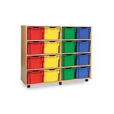 Monarch Mobile School Deep Tray Storage Unit 16 Coloured Trays Beech MEQ3116