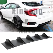 Rear Bumper Diffuser Spoiler Splitter 5 Fins Trim Black For Honda Civic Sedan