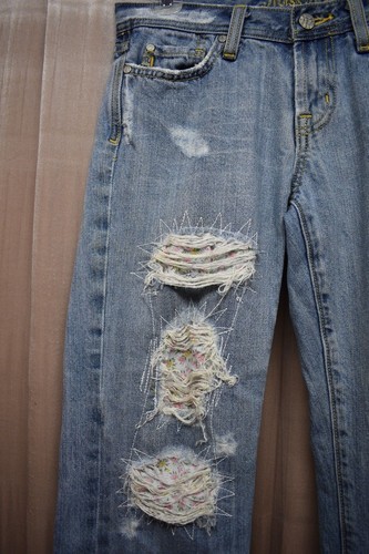 Miss Me Pastel Patchwork, fringe bottom Capri, Size: 27 - Picture 3 of 10
