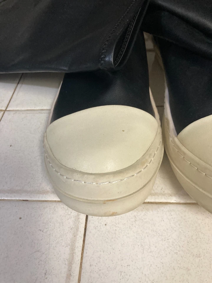 Rick Owens Stretch Lamb Leather Knee High Stocking Sneaks Black/Milk -US10-EU40 - Image 4 of 4