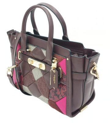 Coach Swagger Oxblood Patchwork Satchel/Crossbody w/Turnlock