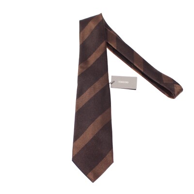 Tom Ford NWT Neck Tie in Browns Stripes 100% Silk Made in Italy