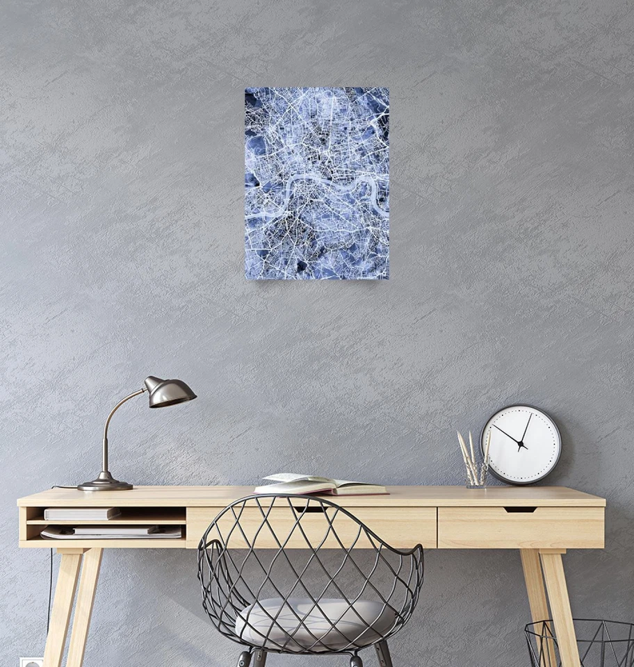 海报 - 伦敦地图,现代抽象城市街道,4 种尺寸 — 第 3/4 张图片