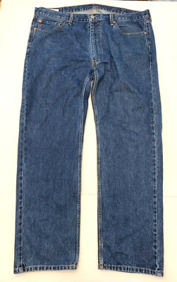 Levis 505 Jeans Mens 42x32 Regular Fit Straight Leg Y2K Dark Denim