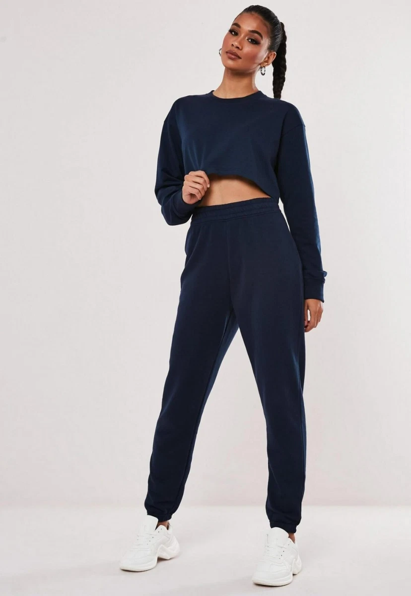 Missguided Petite Co Ord Sweatshirt And Joggers Set, Navy, US 4 |