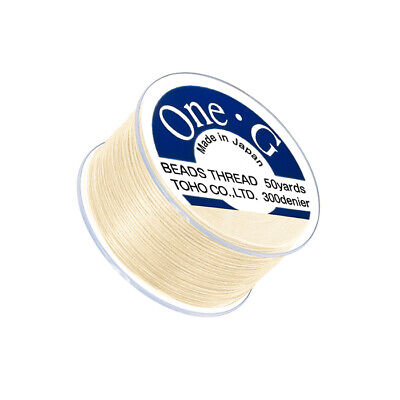 Q108//2 Toho One-G 0.2mm Nylon Beading Thread Cream 50yd Spool
