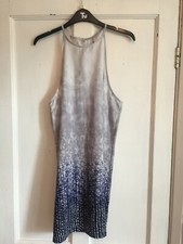 Ladies Grey & Navy Patterned Halter Neck Shift Dress from Forever 21 Size M