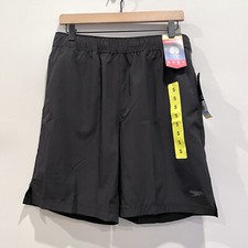 Speedo Men's S 30/32 Tech Volley Swim Shorts UPF 50 Comfort Liner Black Gray