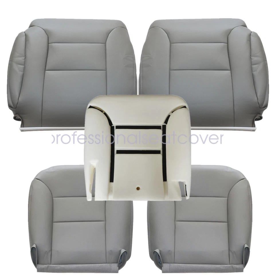 Se adapta a 95-99 Chevy C1500 K1500 conductor pasajero parte inferior cubierta de asiento de cuero gris Foto 3 de 4