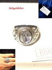 Anello UOMO DONNA Argento CRISTALLI SWAROVSKI ELEMENTS ORIGINALI Ragazza Oro new