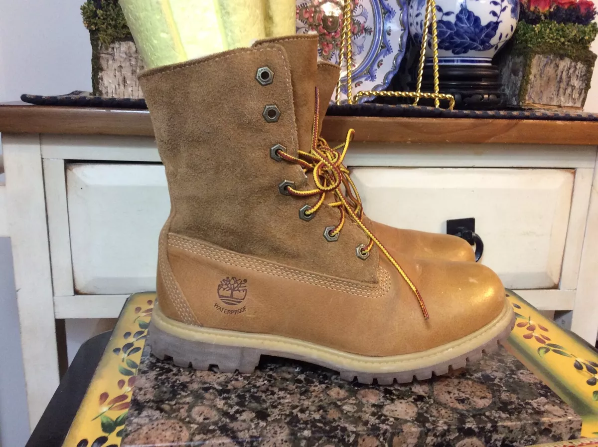 Timberland Boots Womens Gold Metallic lace up Size eBay