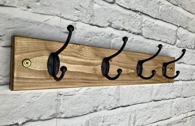 Coat Rack Wooden, Handmade, Antique Style Hooks
