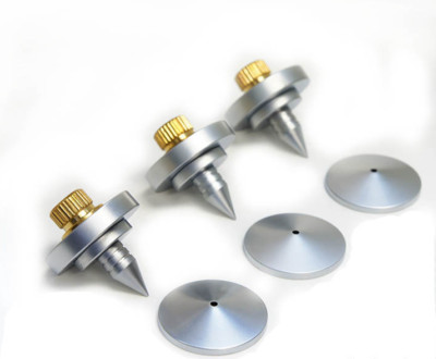 4Set Silver Speaker Spike Isolation Brass Feet Housing 