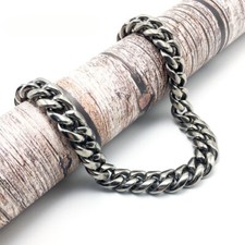 New 14mm TA1 Pure Titanium Cuban Chain Bracelet Necklace Anti Allergic Skin Care