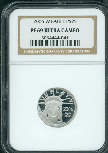 2006-W $25  STATUE of LIBERTY 1/4 Oz. PLATINUM EAGLE NGC PR69 PROOF PF69