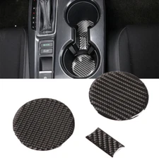 Real Carbon Fiber Center Consloe Cup Holder Pads Trim Cover Fits 22-26 Civic11th