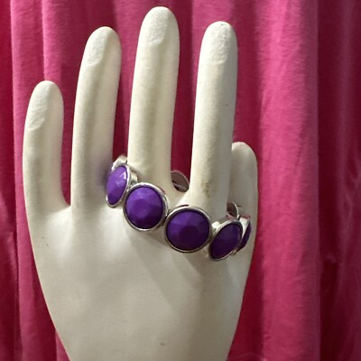 J CREW Grape Bubblegum Purple Silver Stretch Bracelet NEW BID  CHARITY❤️263
