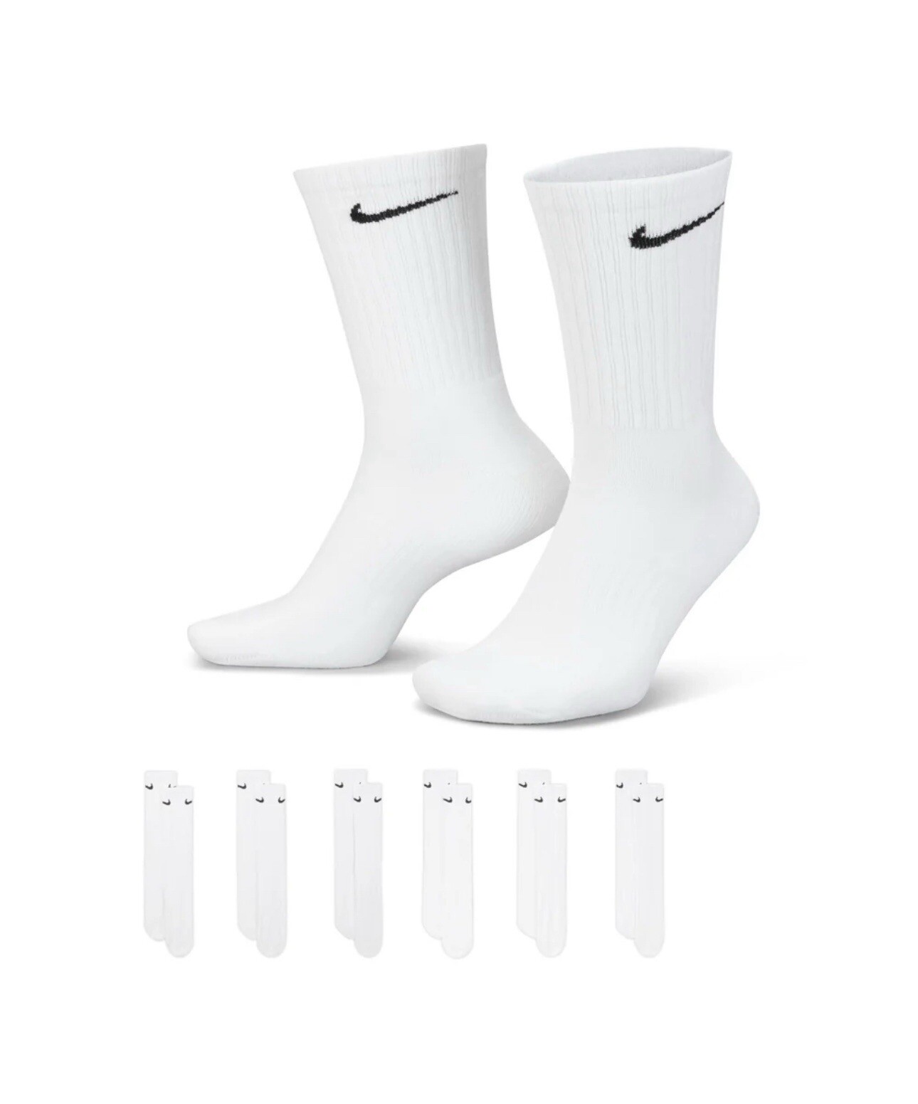 NIKE Dri-FIT Everyday Cushioned Training 6-Pack Crew Socks X-Large (12-15) White