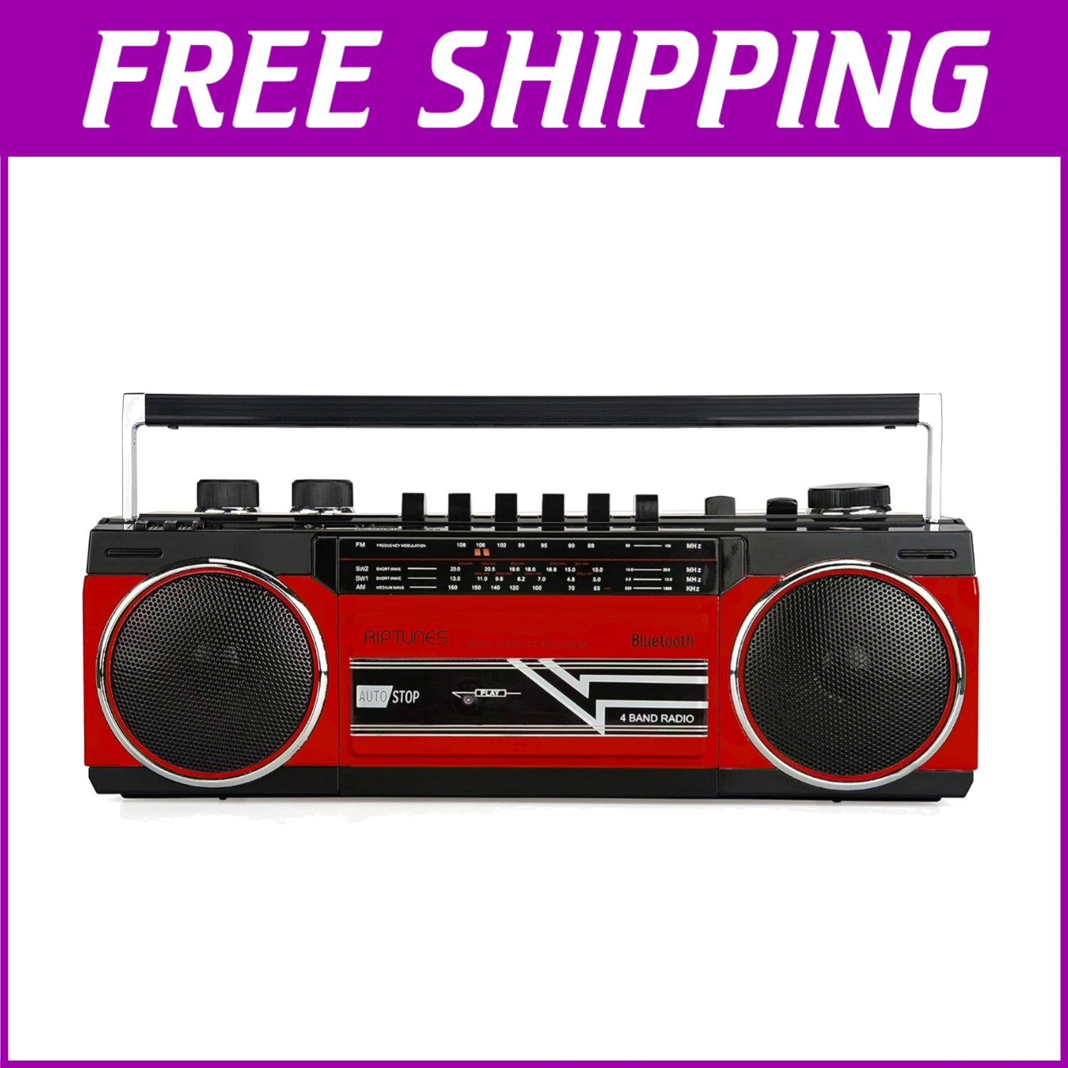 Music-Streaming Cassette Boombox: Bluetooth, Radio & USB Pla