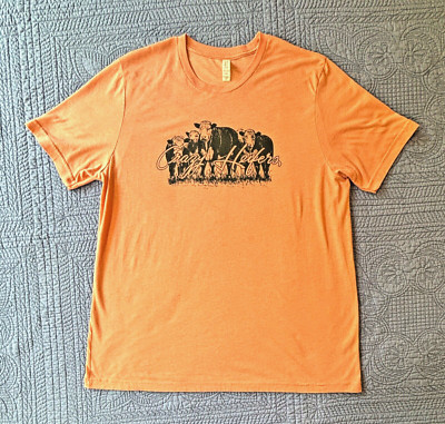 Bella Canvas CRAZY HEIFERS T-Shirt Women's Sz XL Peach Coral Heather Cow Humor