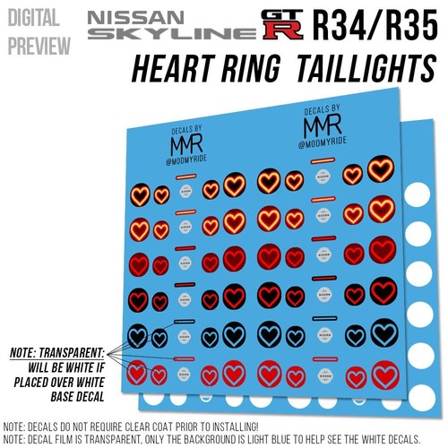 1/64 NISSAN GTR R34 Calcomanías de tobogán acuático personalizadas Faro Luz trasera R35 para Hot - Imagen 10 de 27
